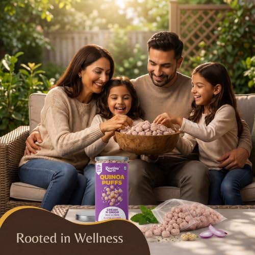 Image 7 of ROOTIVAFIT Quinoa Puffs Cream and Onion Flavour, 80 g, Pack of 4