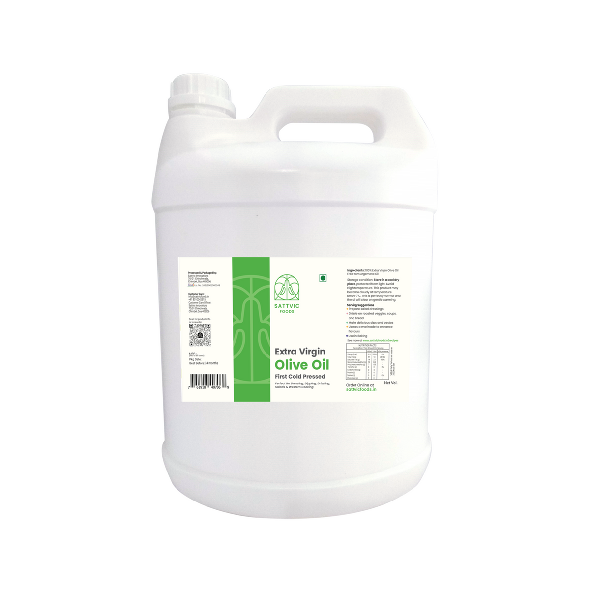 Image 8 of 5 L for the product Sattvic Foods Extra Virgin Spanish Olive Oil