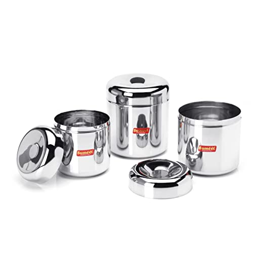 Image 6 of Sumeet Stainless Steel Vertical Utility Canisters Set Of 3Pc (320Ml,500Ml,650Ml)