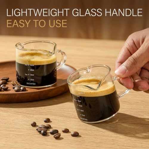 Image 7 of Supvox Espresso Measuring Cup 75ml Glass Dual Pour with Handle 2 Pcs