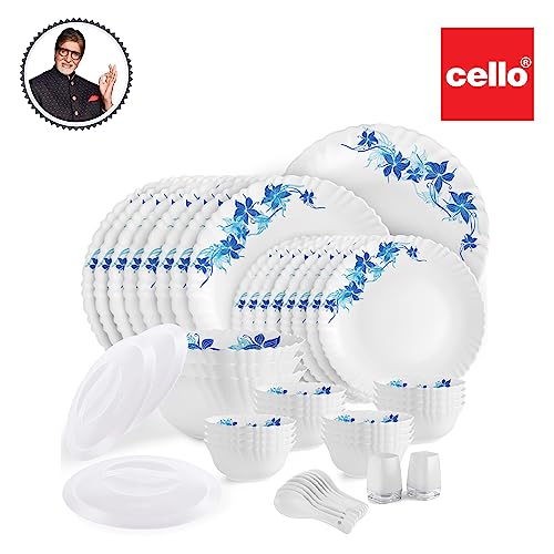 Image 7 of Cello Opalware Dazzle Series Blue Swirl Dinner Set, 49Pcs
