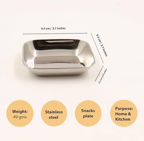 Image 6 of Spillbox Stainless Steel Halwa Plates Rectangle Plate Set 50gm