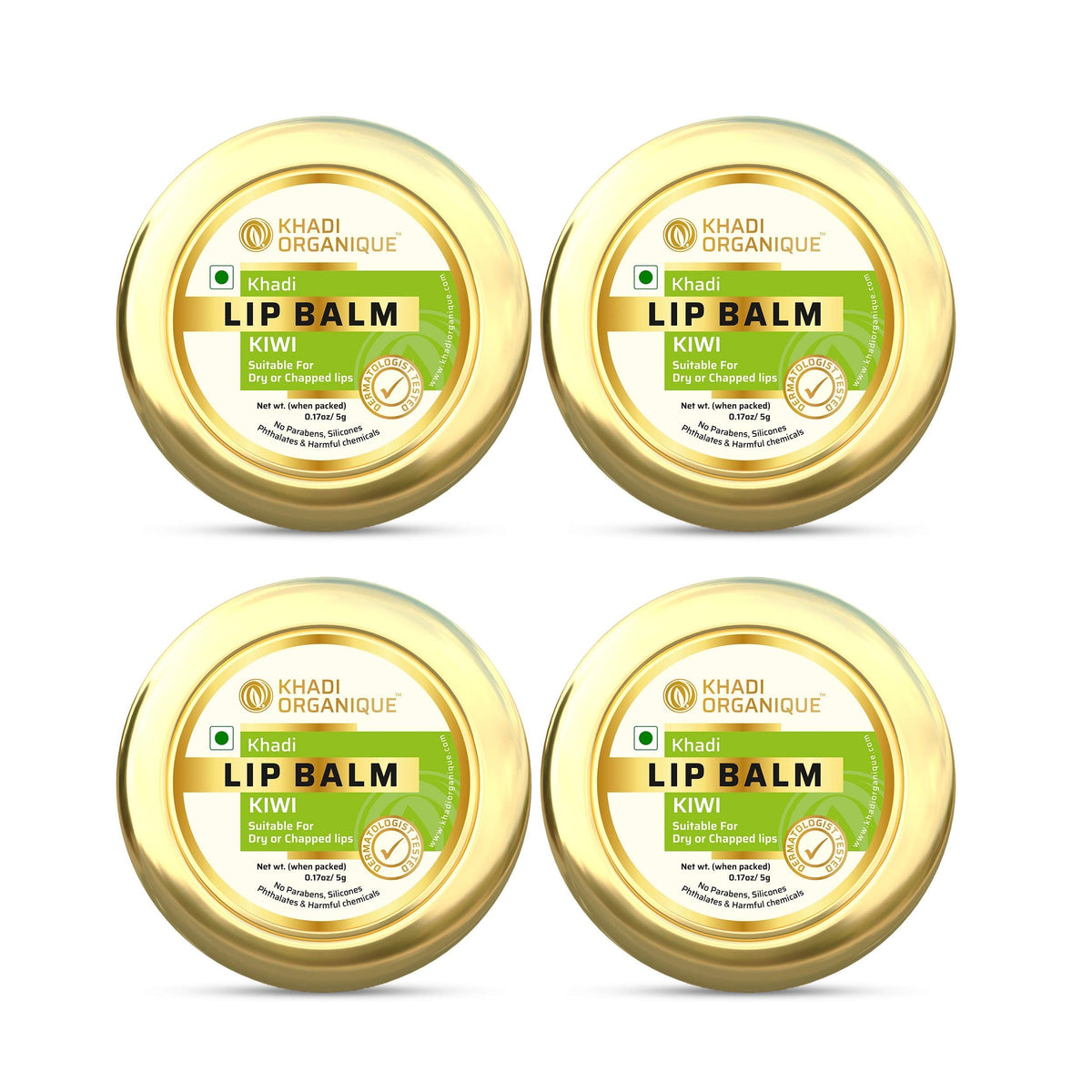 Image 1 of 5 gm / Pack of 4 for the product Khadi Organique Kiwi Fruit Lip Balm with Natural Essential Oils
