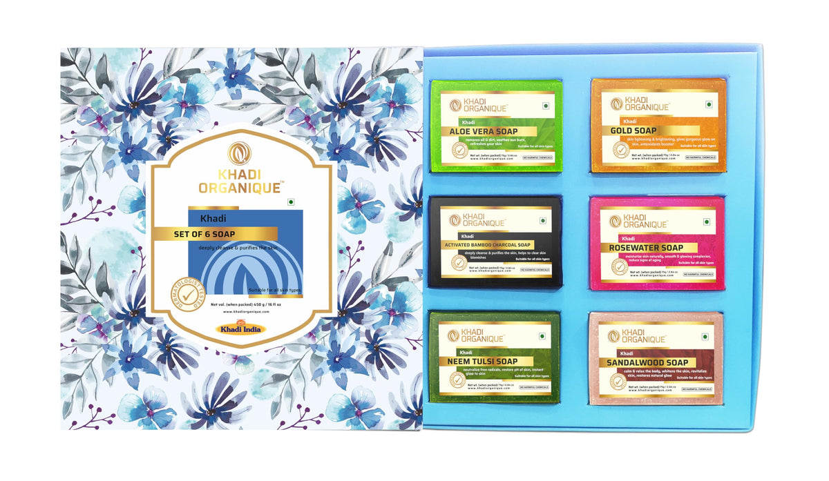 Image 1 of combo for the product Khadi Organique Pure Handmade & Herbal Soap Collection Gift Combo