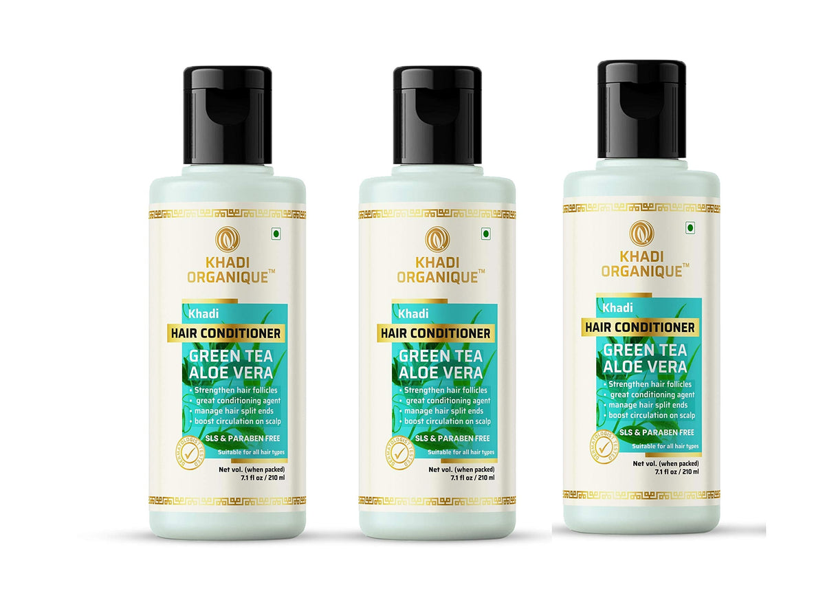 Image 1 of 210 ml / Pack of 3 for the product Khadi Organique Green Tea & Aloe Vera Hair Conditioner