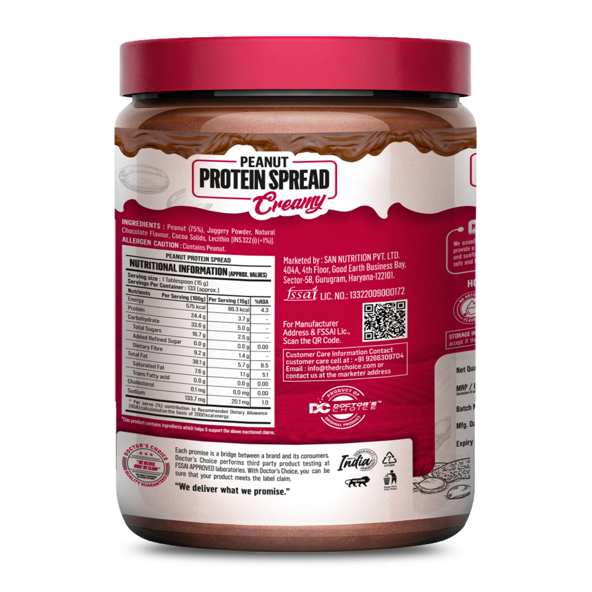 Image 8 of Doctor's Choice ONLY NUTS - Peanut Spread Creamy Choco Fudge