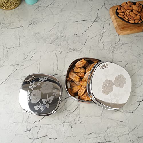 Image 7 of Sumeet Stainless Steel Designer Square Storage Containers Set of 2