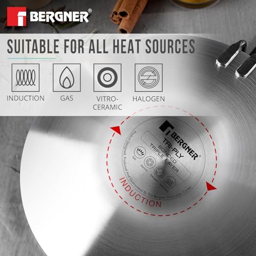Image 9 of BERGNER Tri-Ply Argent Ceramica Roti Tawa with Ceramic Coating