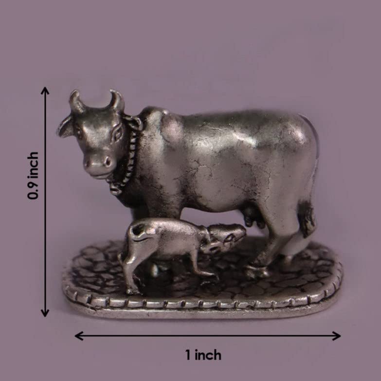 Image 5 of Dista Silvers Plain Cow and Calf Oxidized Idol Antique 18.57 g
