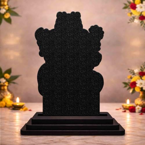Image 2 of Lord Ganesha Wooden MDF Printed Idol with Stand, 4 x 5 Inch, Pooja Room Decor, Home Temple Mandir Decoration, Religious Gift