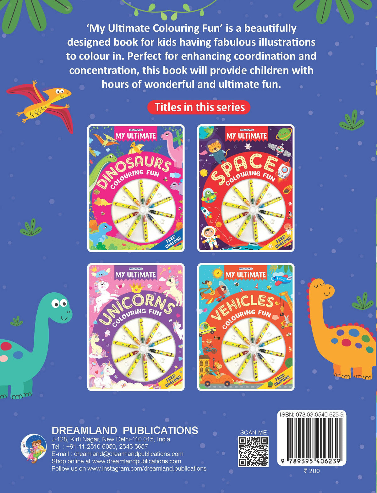 Image 9 of Dreamland Publications My Ultimate Dinosaurs Colouring Fun Book with Free Crayons : Children's Colouring Book