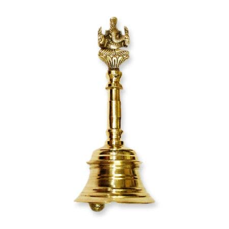 Image 2 of 5 Inch for the product Uapan Brass Pooja Bell, Ganesh, Gold