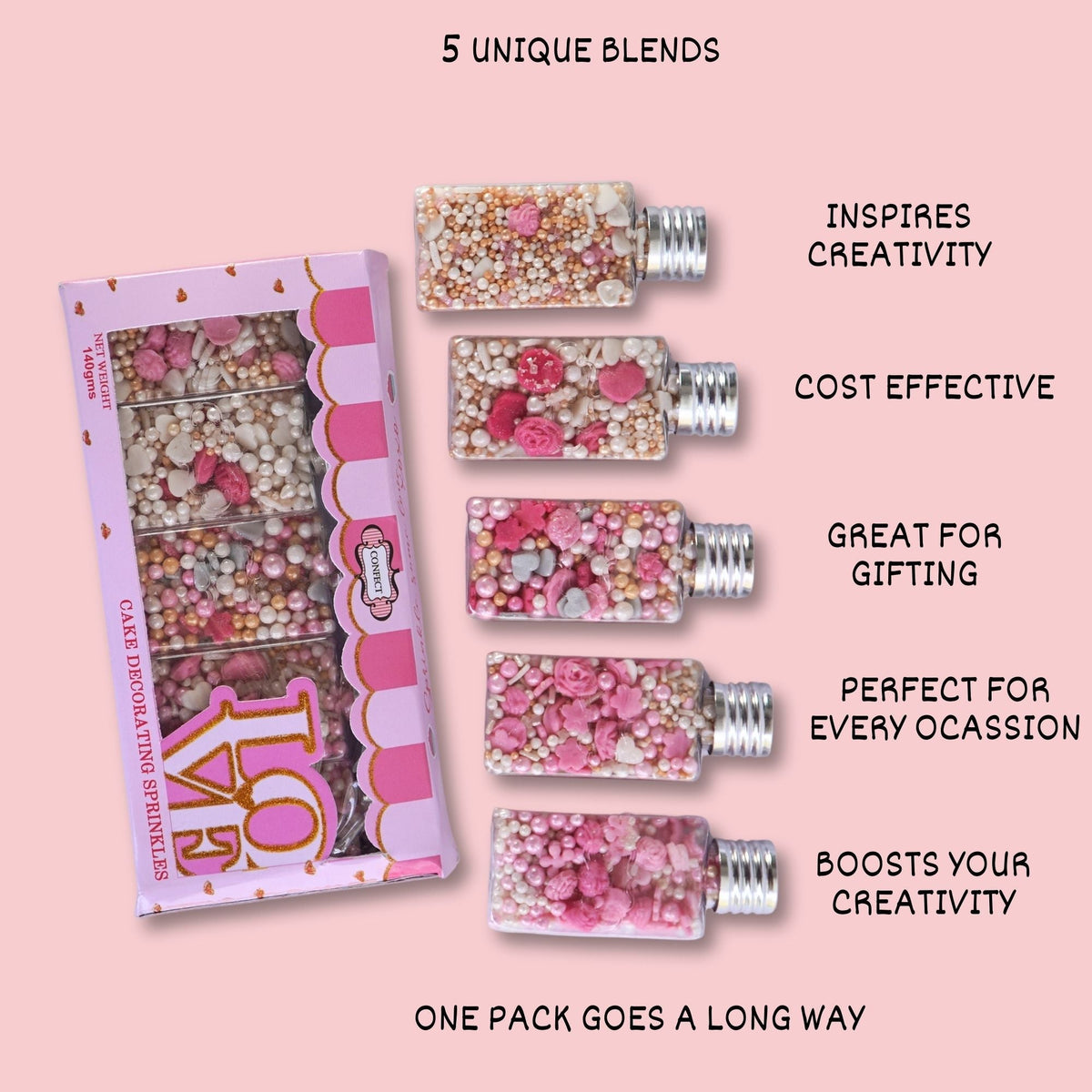 Image 9 of Confect Silver Hearts & White Pearls | Edible Mother's Day Sprinkles
