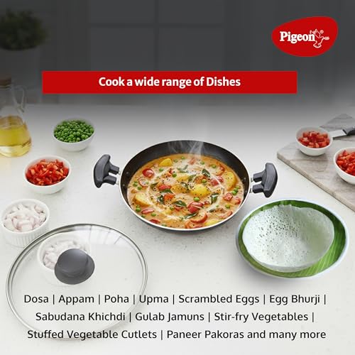 Image 7 of Pigeon Aluminium By Stovekraft Special Non-Stick Appachetty With Lid, 200Mm, Black