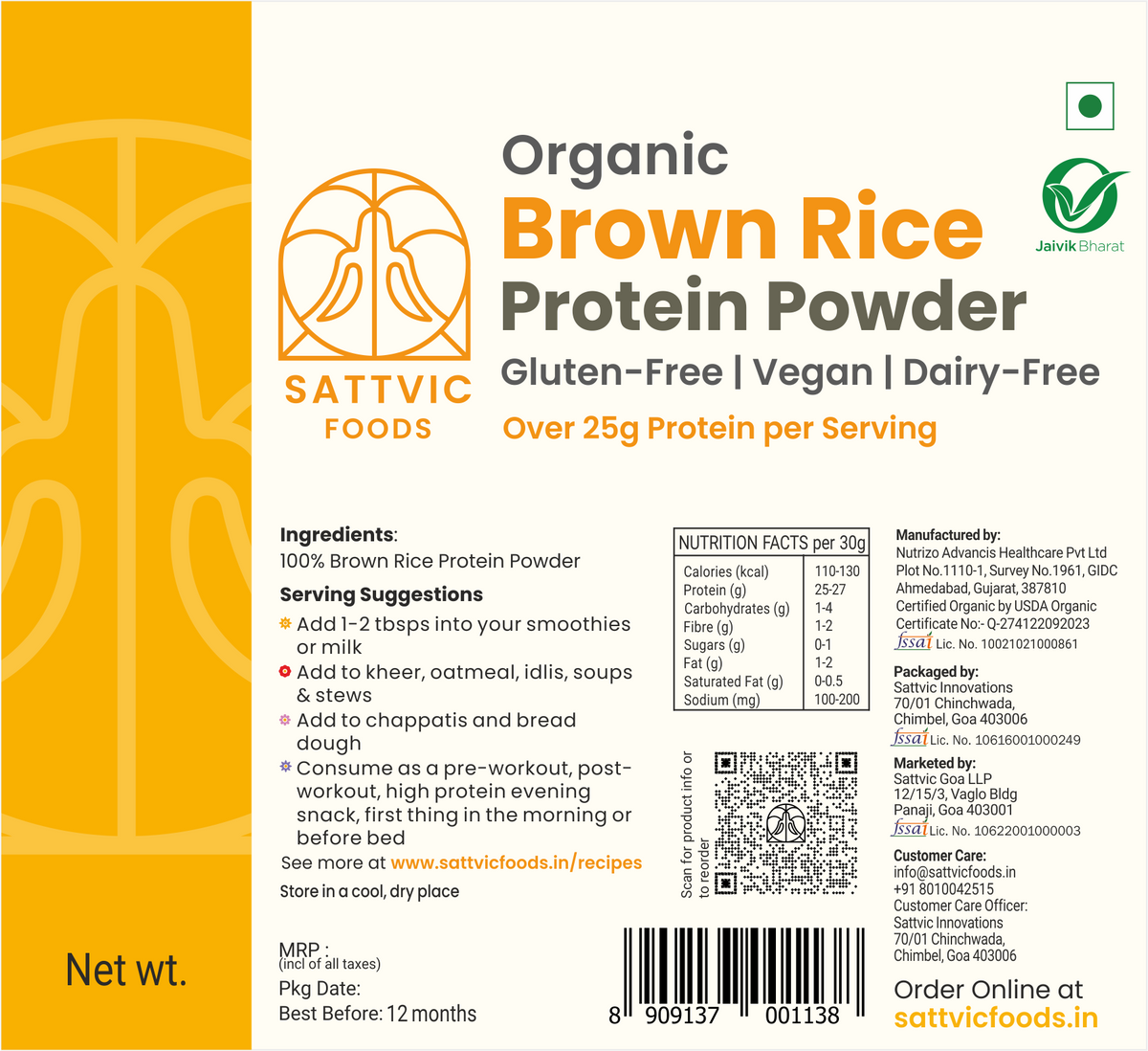 Image 14 of Sattvic Foods Brown Rice Protein Powder | Organic, Vegan & Unflavoured