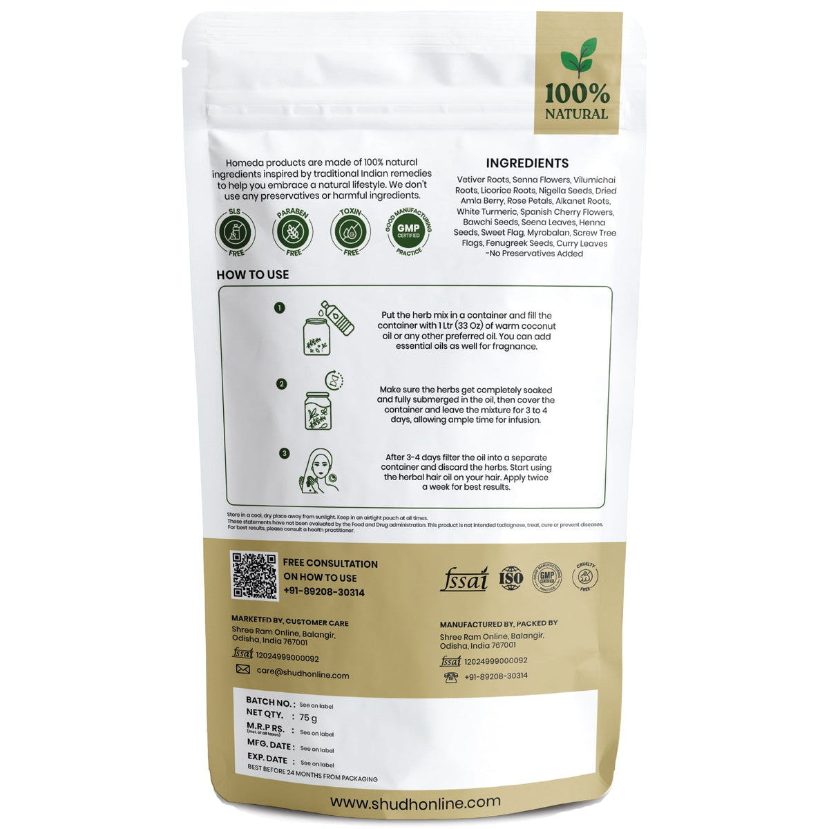 Image 8 of Homeda Premium Jadibuti Herbal Hair Oil Mix with 18 Herbs