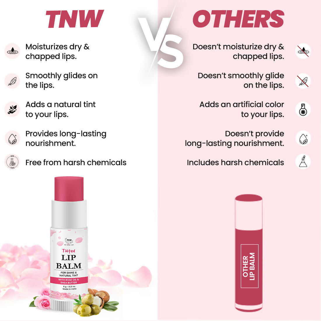 Image 5 of The Natural Wash Moisturizing Rose Tinted Lip Balm Shine & Natural Tint