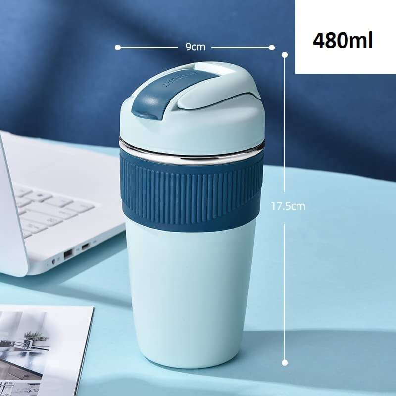 Image 4 of Wosta Travel Coffee Mug with Lid and Straw Tumbler - 480ml (Sky Blue)