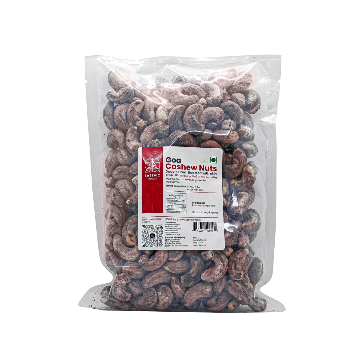Image 8 of Sattvic Foods Double Drum Roasted Cashew Nuts with Skin - Extra Large