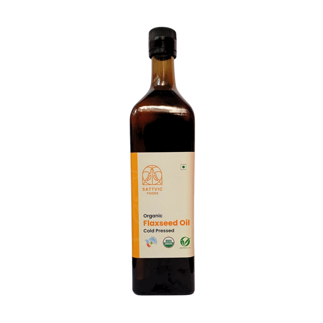 Image 8 of 1 L for the product Sattvic Foods Flaxseed Oil | Rich in Omega-3 | Organic & Cold Pressed