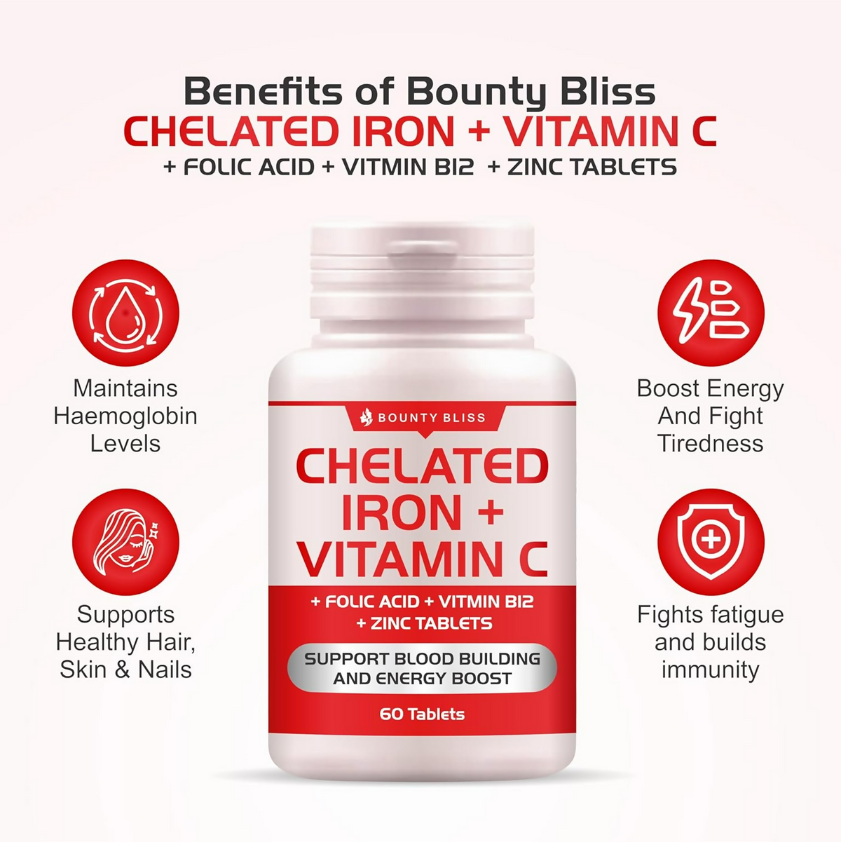 Image 3 of Bounty Bliss Iron Folic Acid Supplement - Vital Support for Energy and Wellness