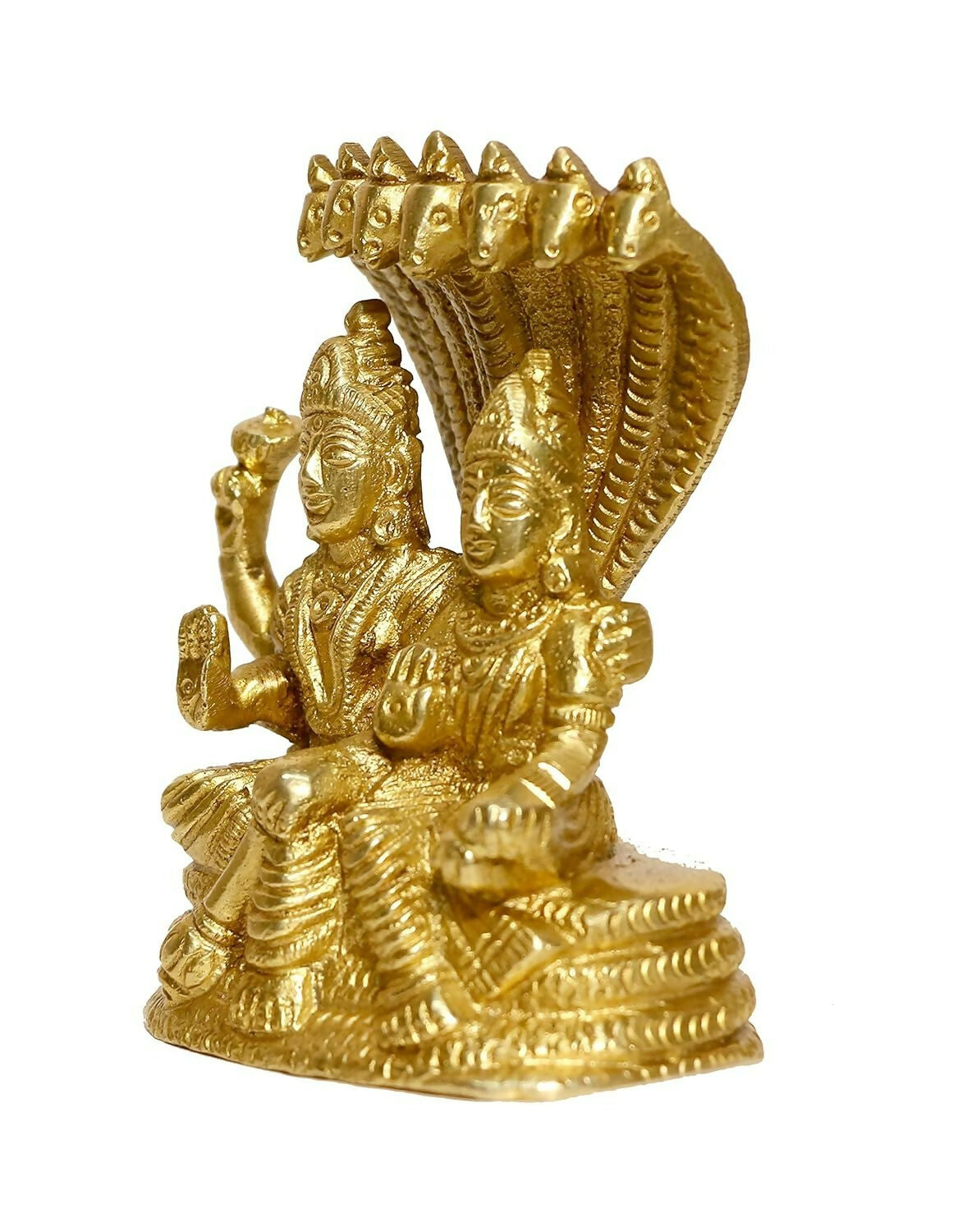 Image 5 of P.J.Handicrafts Brass Metal Statue Of Vishnu Ji With Laxmi