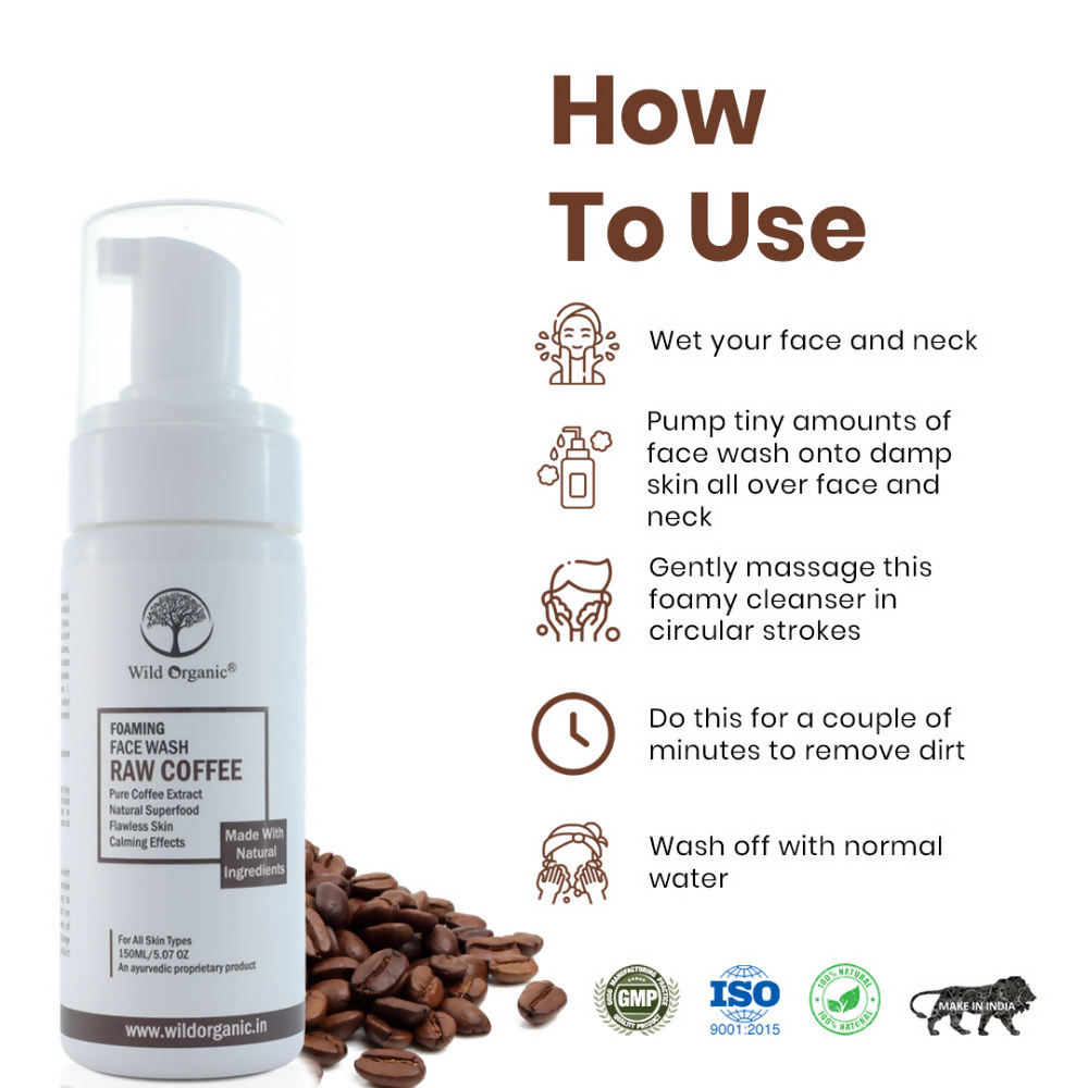 Image 4 of Wild Organic Faoming Face Wash Raw Coffee