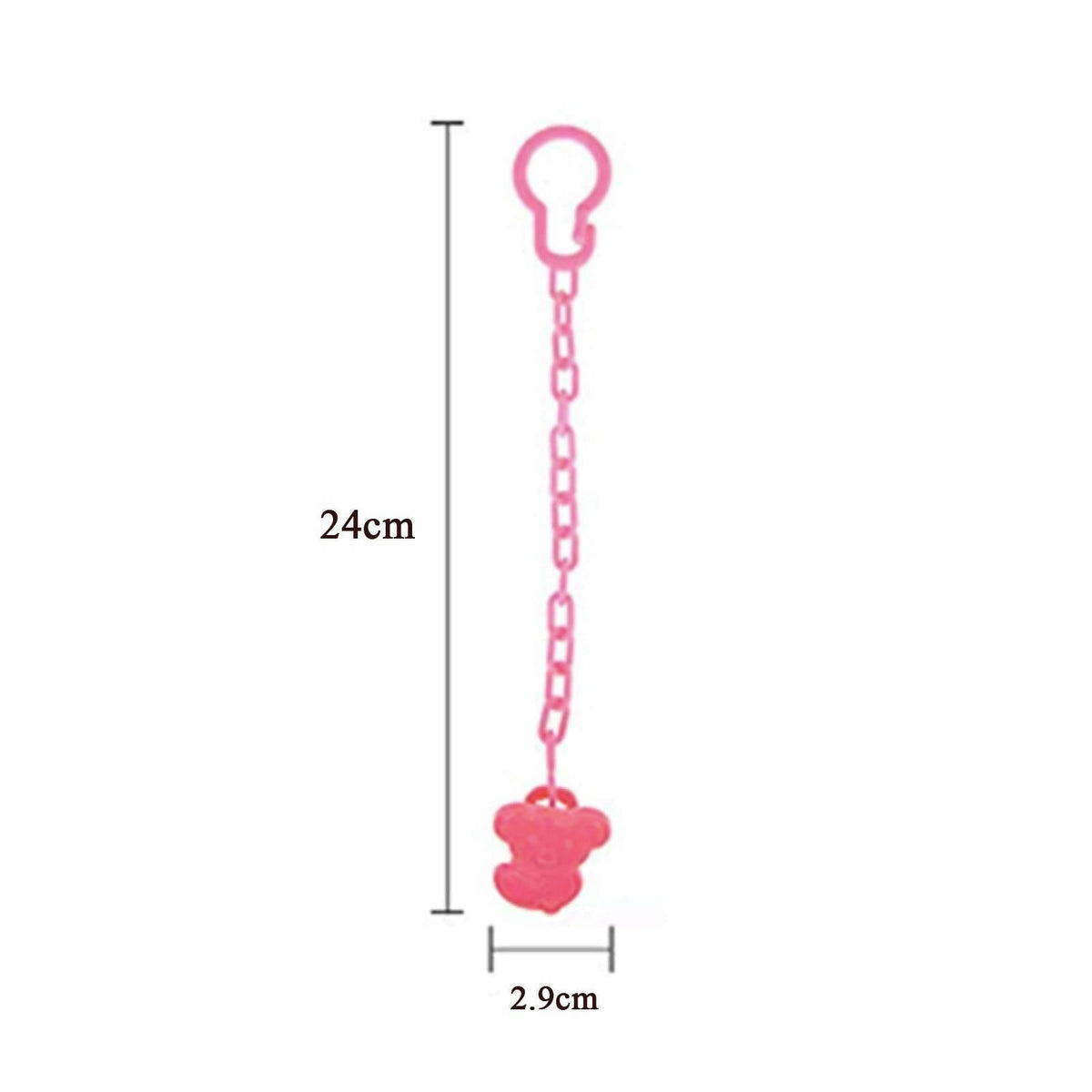 Image 4 of Safe-O-Kid Animal Design Silicone Pacifier/Soother With Holder Chain And Clip, Pink
