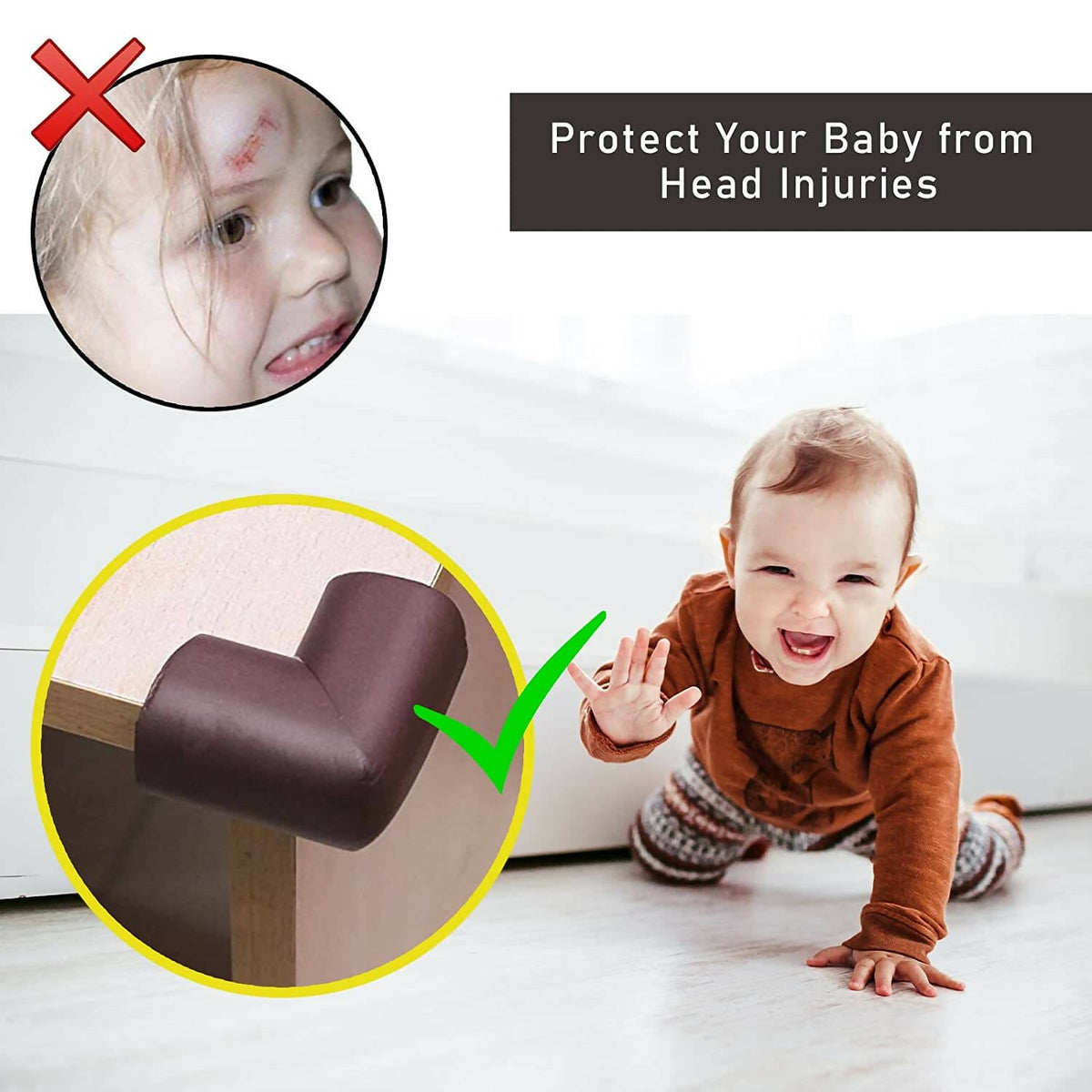 Image 5 of Safe-O-Kid Set of 12 Corner U Shaped Corner Guards for Kids safety- Brown-Large