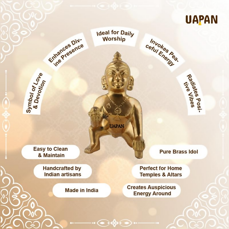 Image 7 of UAPAN Brass Laddu Gopal Gold - 8 cm