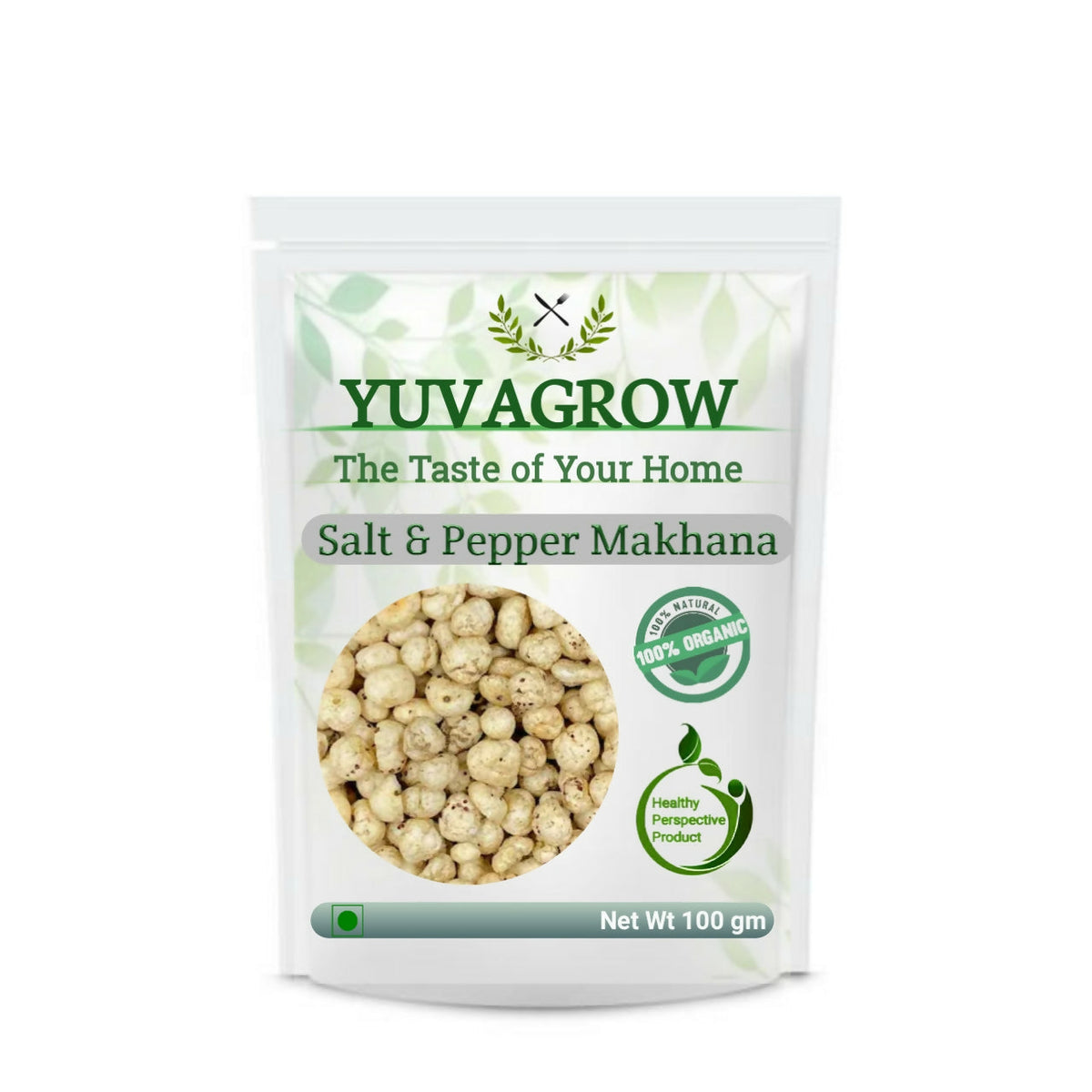 Image 1 of 100 gm / Pack of 1 for the product Yuvagrow Salt & Pepper Makhana