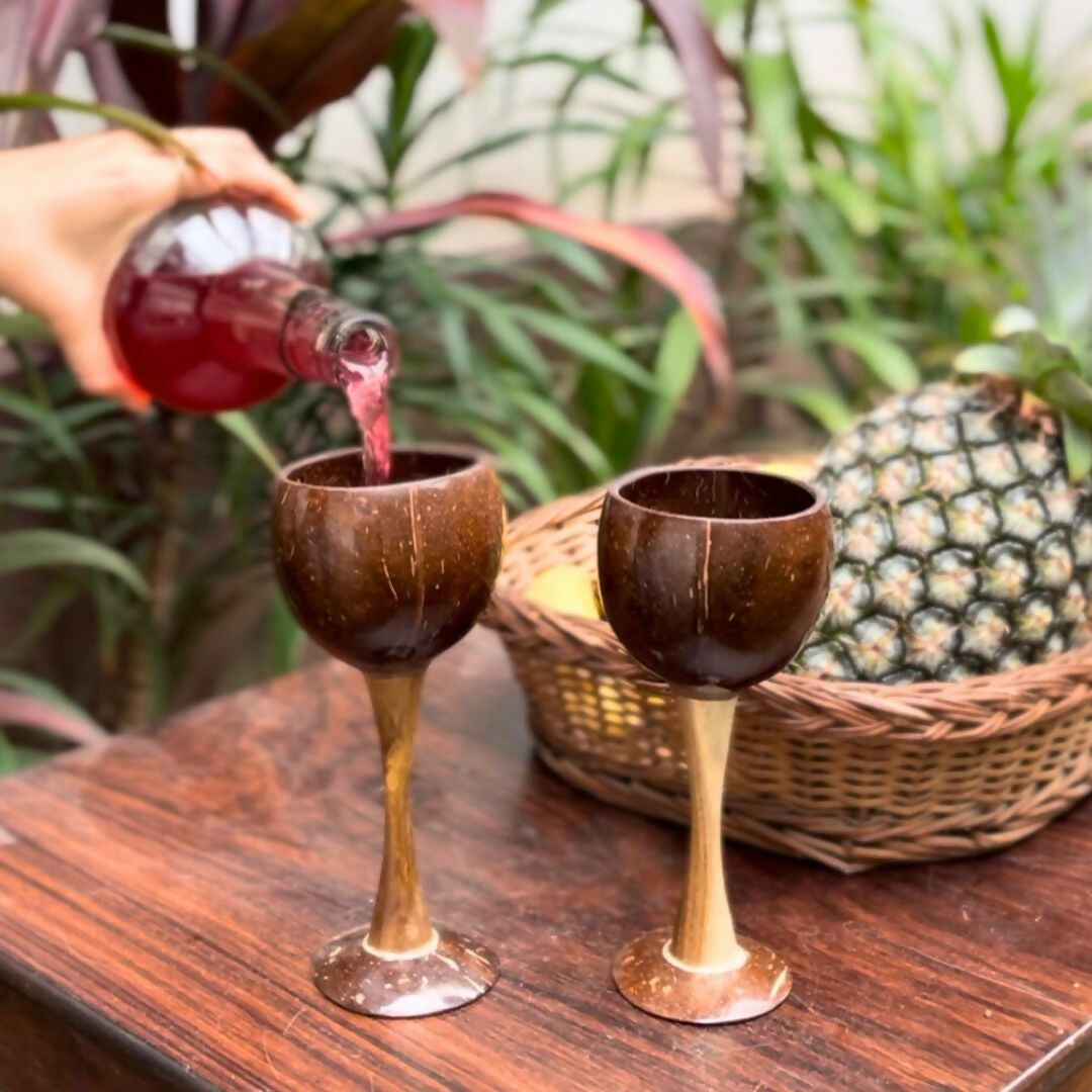 Image 6 of Thenga Coconut Shell & Wooden Wine Glasses