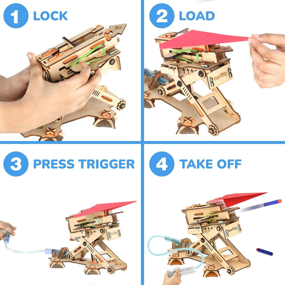 Image 7 of Smartivity 2in1 Hydraulic Aeroplane & Dart Launcher Toy For Kids 6-8-10-12-14 Years Old Shoots Planes