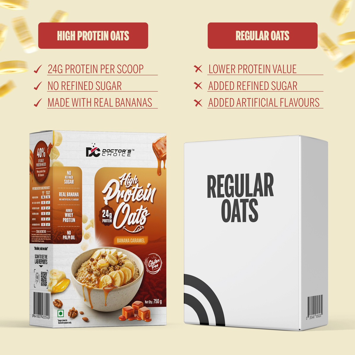 Image 9 of Doctor's Choice Protein Oats (Banana Caramel) 750 GM