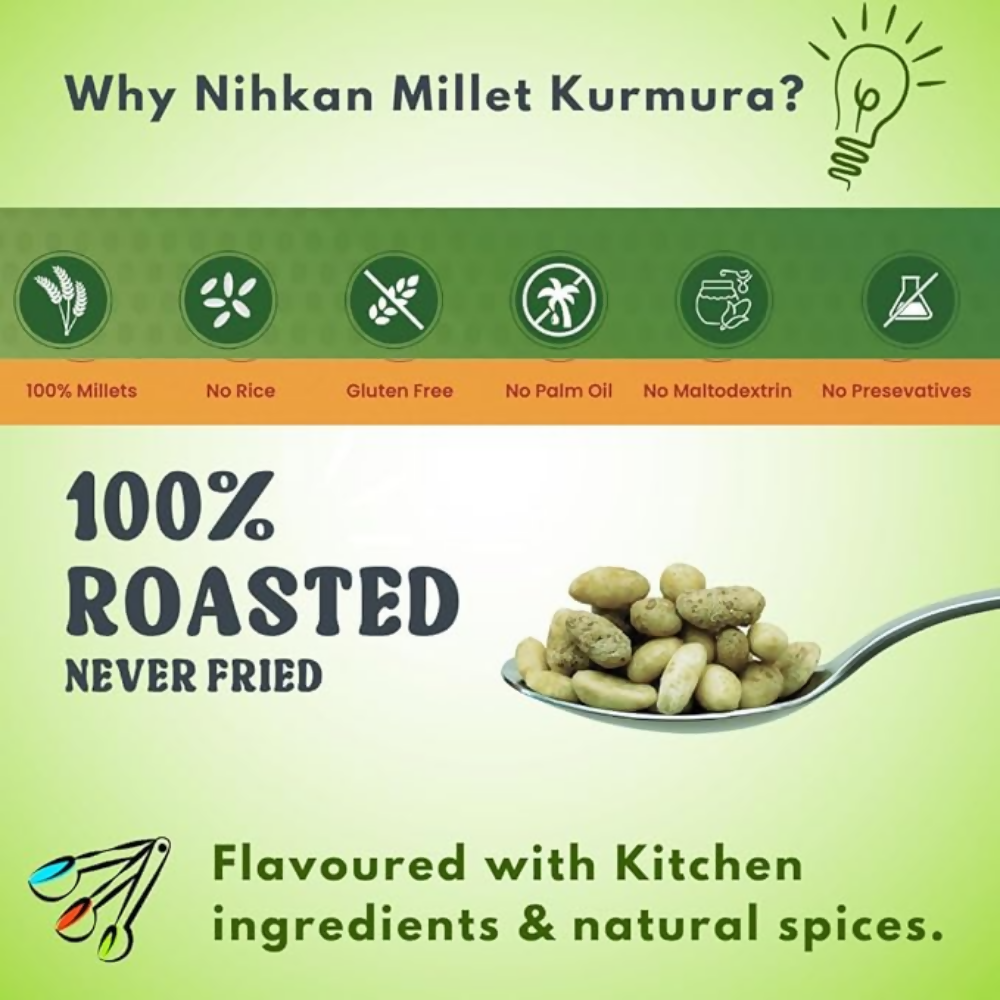Image 7 of NIHKAN Millet Snacks - - Moringa Cracker, Pudhina Jowar Puff & Pudhina Millet Kurmura Mix