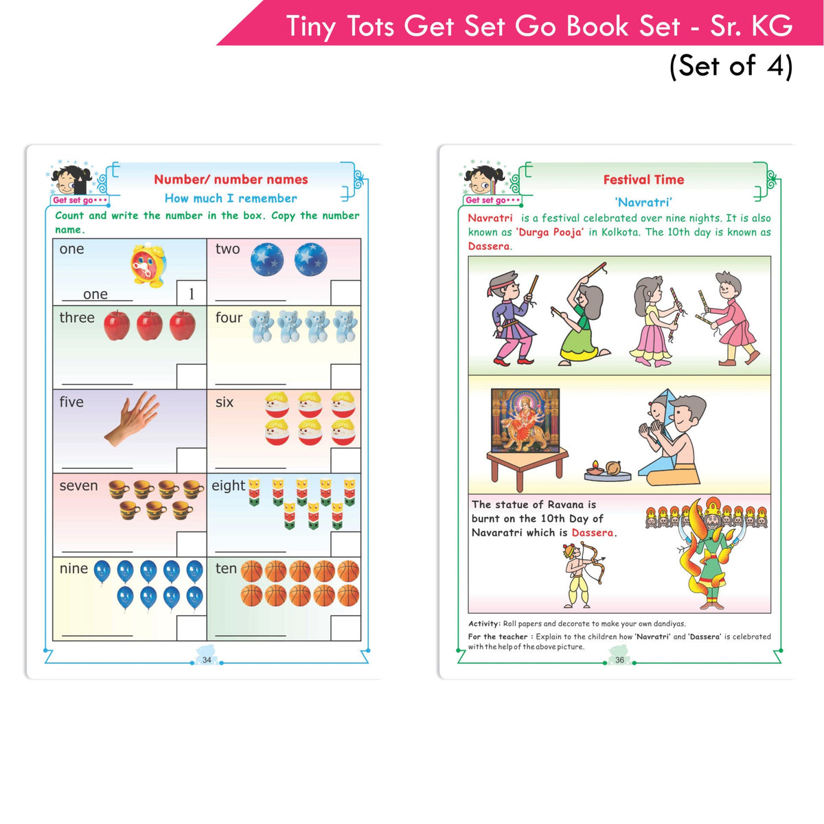 Image 5 of Tiny Tots Get Set Go Preschool Learning Senior KG Books Set of 4| Term wise Education Books| Ages 5-6 Years