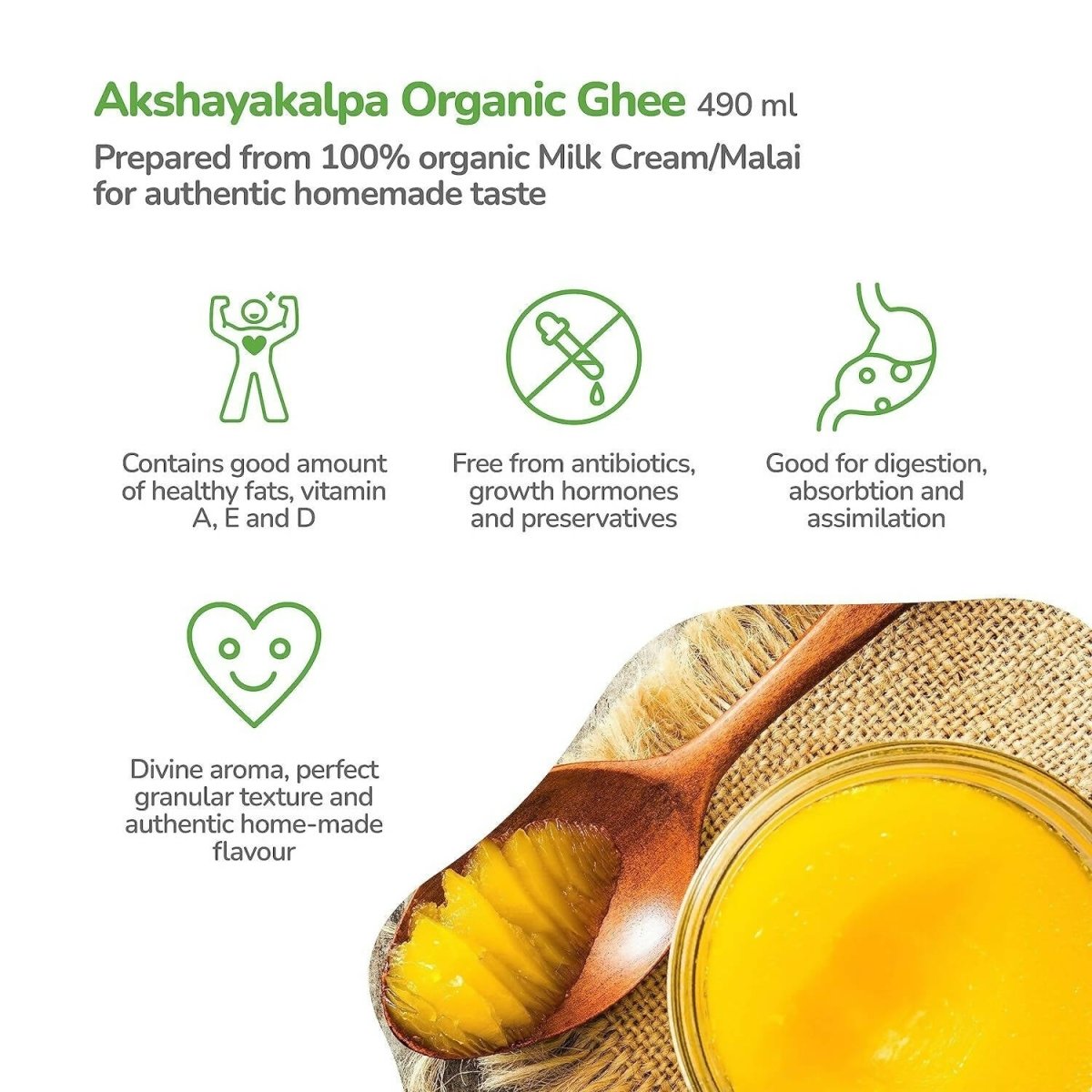 Image 3 of Akshayakalpa Organic Cow Ghee | Pure Organic Ghee | Certified Organic Desi Ghee