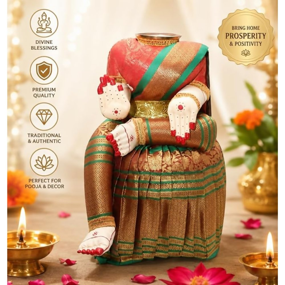 Image 3 of pmw - Fabric Saree Varalakshmi Idol for Pooja - Random Colour