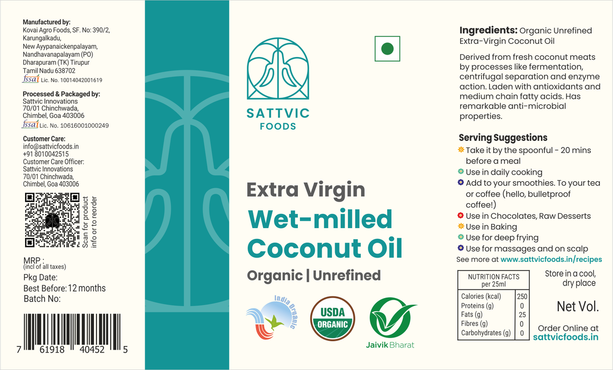Image 7 of Sattvic Foods Organic Wet-Milled Cold Pressed Coconut Oil