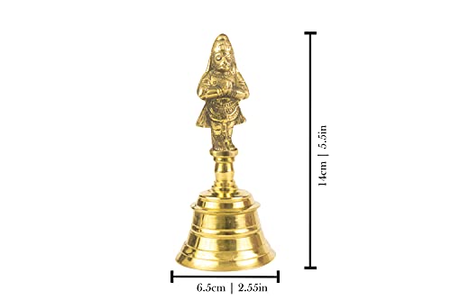 Image 4 of Spillbox Traditional Brass Pooja Bell/Ghanti For Puja/Worship - 5.5" Inch Hanuman