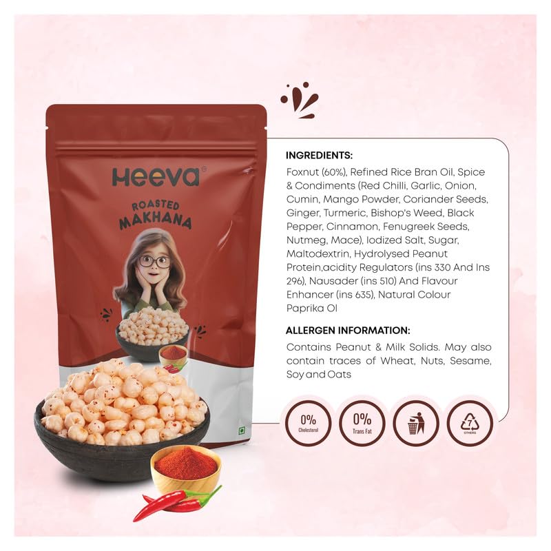 Image 7 of Heeva Roasted Makhana Foxnut Peri-Peri Flavour 50g Pack of 3