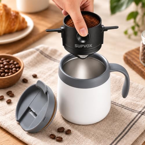Image 7 of HASTHIP Filter Coffee Maker Food Grade Stainless Steel & Plastic Coffee Dripper Double Mesh Pour Over Coffee Filter 100% Paperless Maker Foldable to Fit Most Cup Keep Coffee Flavour