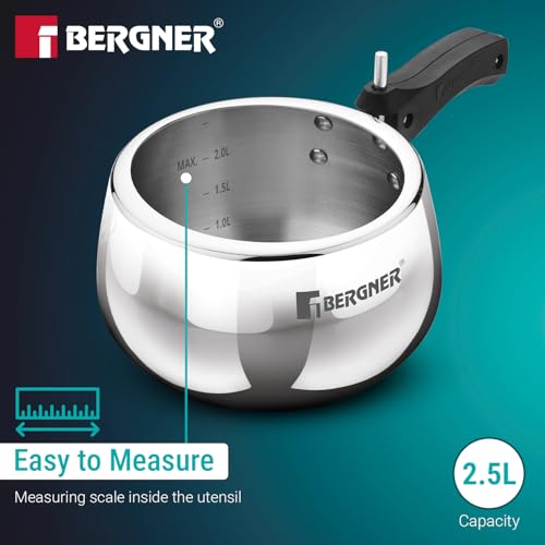 Image 7 of BERGNER Shouraya Triply Stainless Steel Pressure Cooker 2.5 Litres
