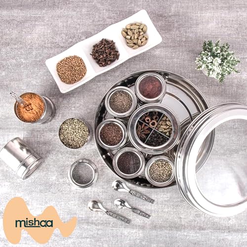 Image 7 of Mishaa Steel Multipurpose Storage Containers - 130ml Each Airtight Containers (12IN1 SPICE BOX)