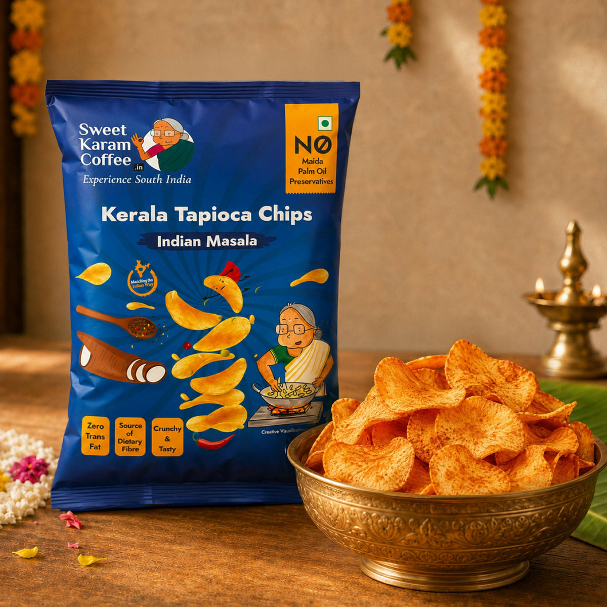 Image 2 of Sweet Karam Coffee Indian Masala Tapioca Chips
