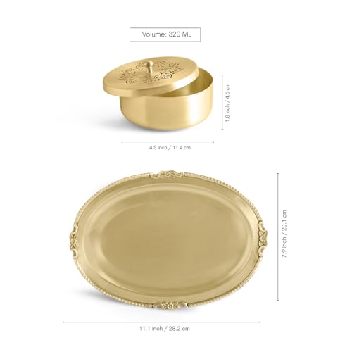 Image 7 of ExclusiveLane Golden Hour Multi-Utility Storage Brass Jars & Containers With Tray Set of 2 320 ml