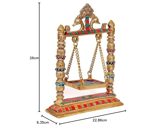 Image 7 of AONA Brass Swing Jhula for Ladoo Gopal Idol Statue