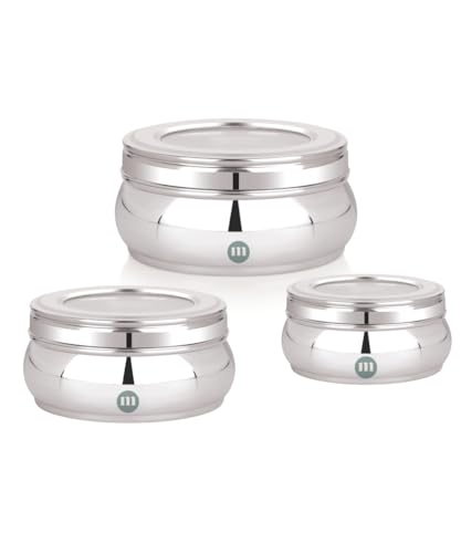 Image 7 of MARU Stainless Steel Storage Containers with Glass Lid Set of 3 (500ml, 750ml, 1100ml)