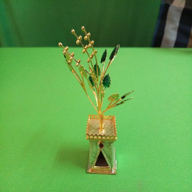 Image 1 of Default Title for the product Dista Silvers Handmade Gold Coated Tulsi Plant for Home Decor 28g