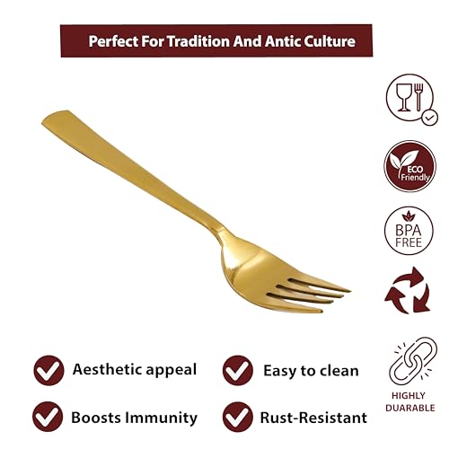 Image 5 of Putrika Spillbox Traditional Stainless Steel Gold Fork 14cm
